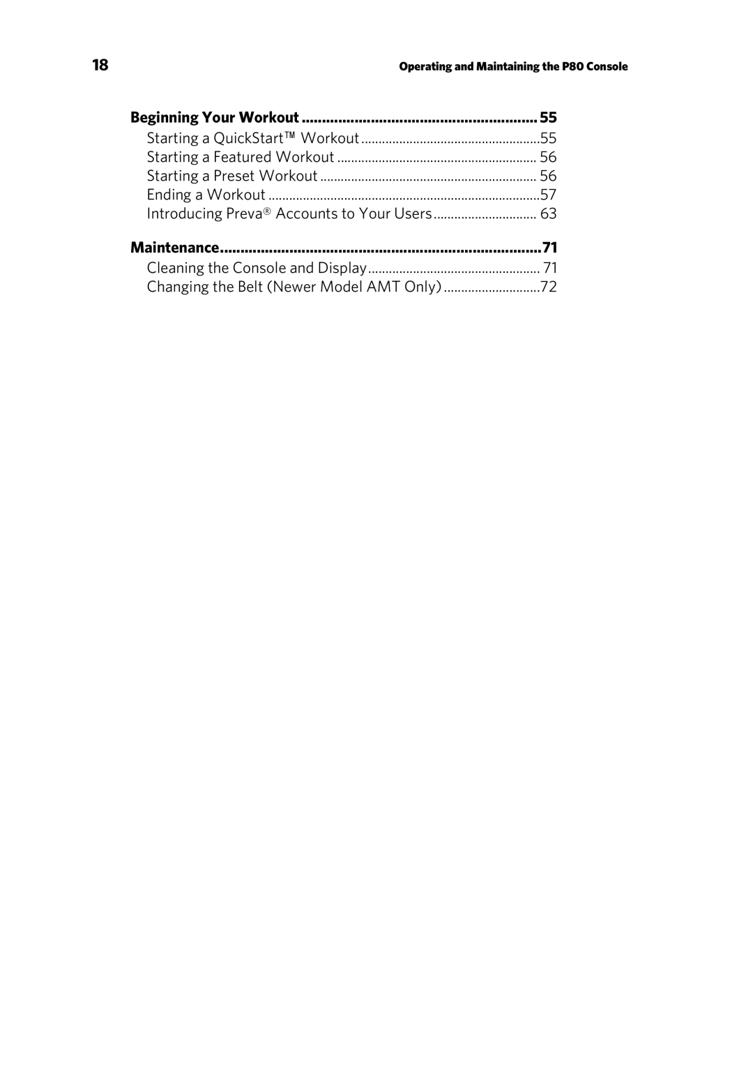 Precor 303135-111 manual Maintenance 