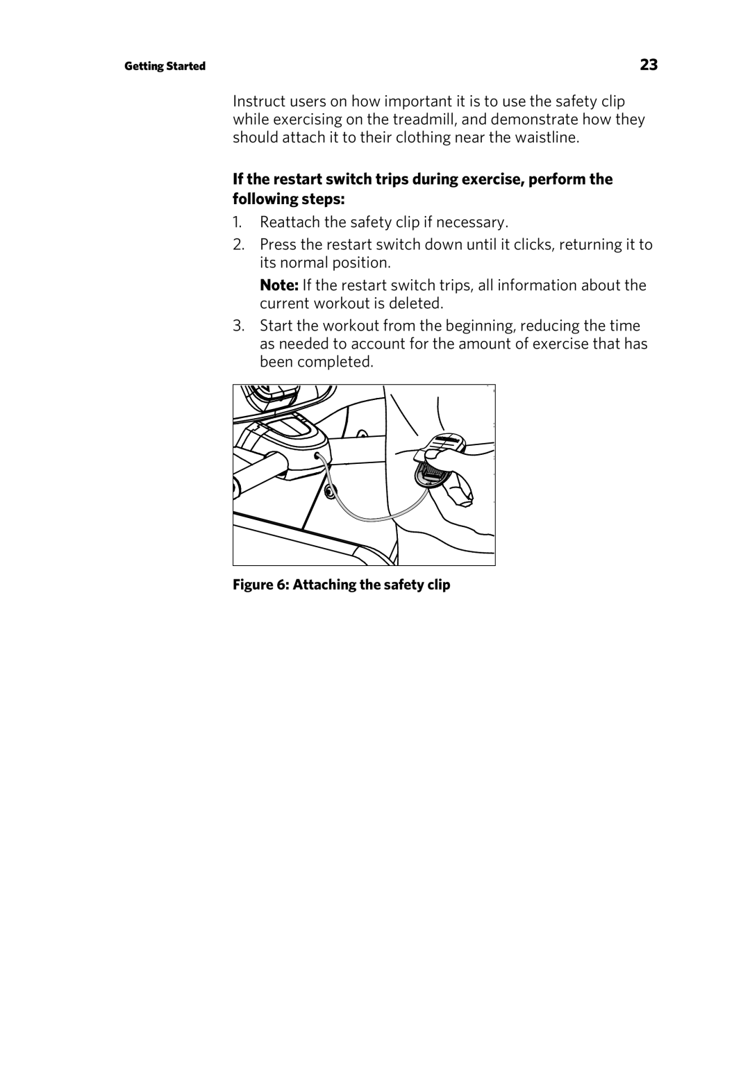 Precor 303135-111 manual Attaching the safety clip 