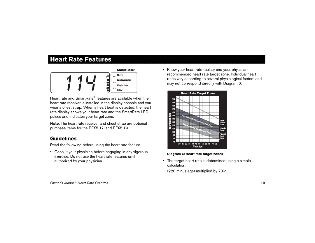 Precor 5.17i, 5.21i, 5.19 manual Heart Rate Features, Guidelines 