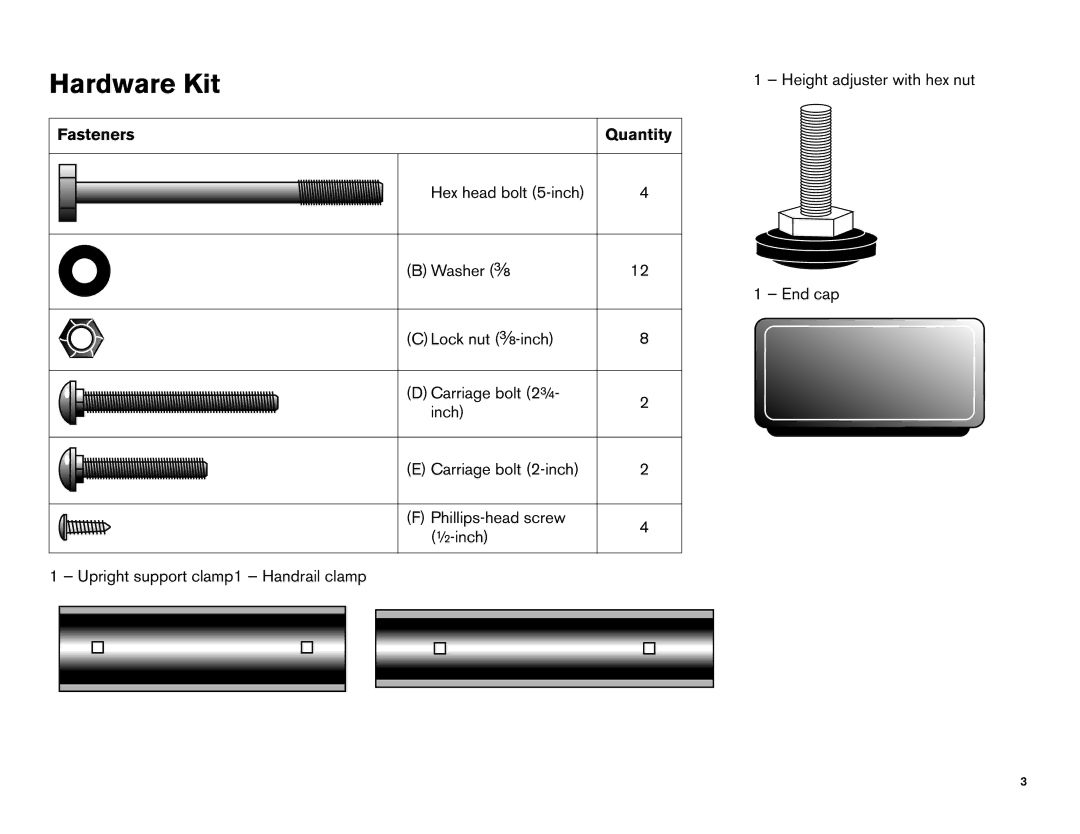 Precor 5.19, 5.17i, 5.21i manual Hardware Kit 