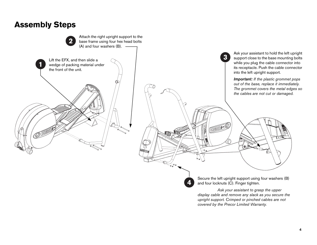 Precor 5.17i, 5.21i, 5.19 manual Assembly Steps 