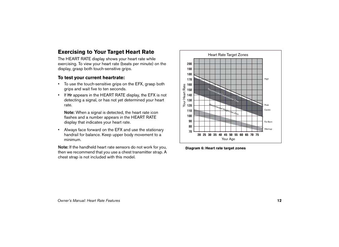 Precor 5.21 manual Exercising to Your Target Heart Rate, To test your current heartrate 