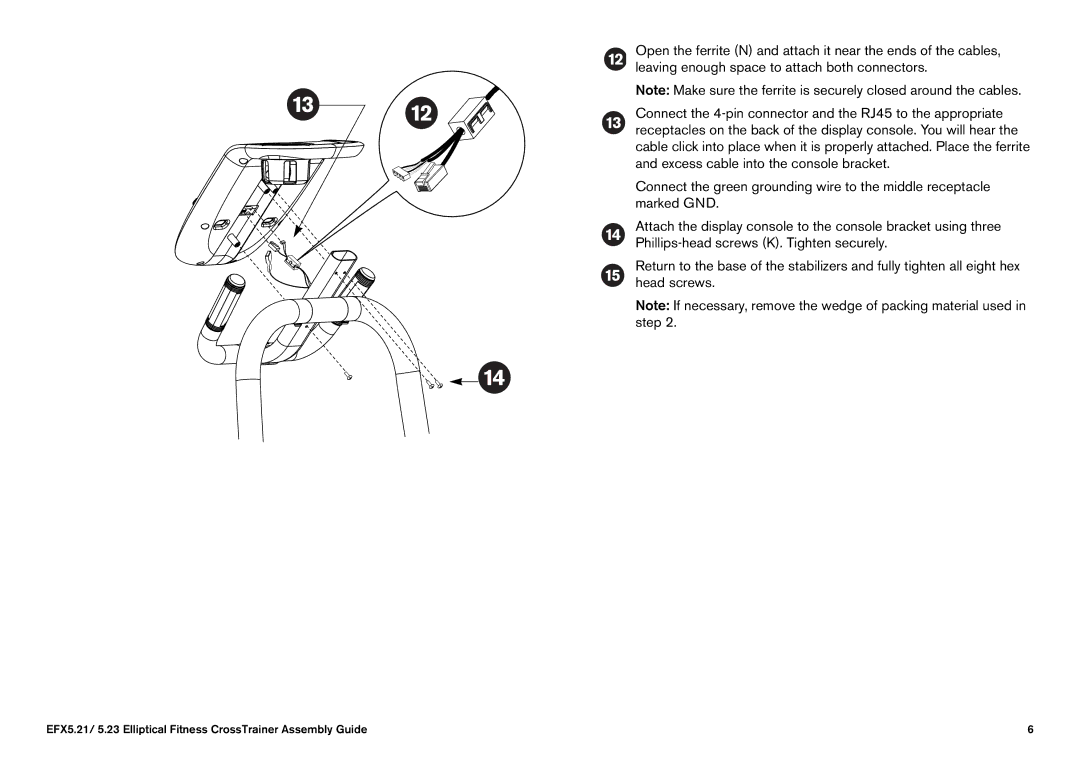 Precor manual EFX5.21/ 5.23 Elliptical Fitness CrossTrainer Assembly Guide 