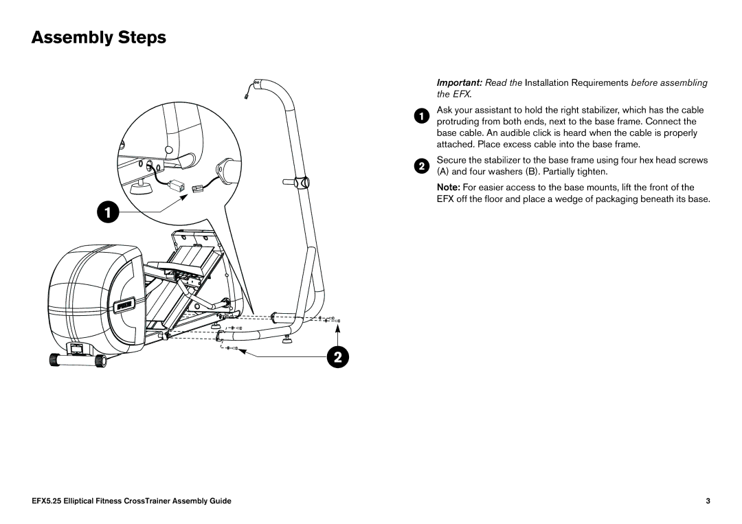 Precor 5.25 manual Assembly Steps 