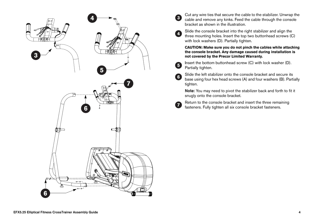 Precor manual EFX5.25 Elliptical Fitness CrossTrainer Assembly Guide 