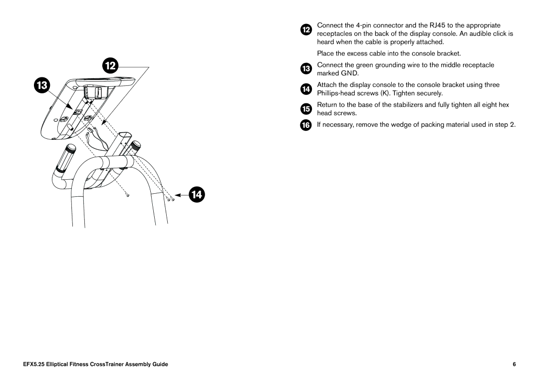 Precor manual EFX5.25 Elliptical Fitness CrossTrainer Assembly Guide 