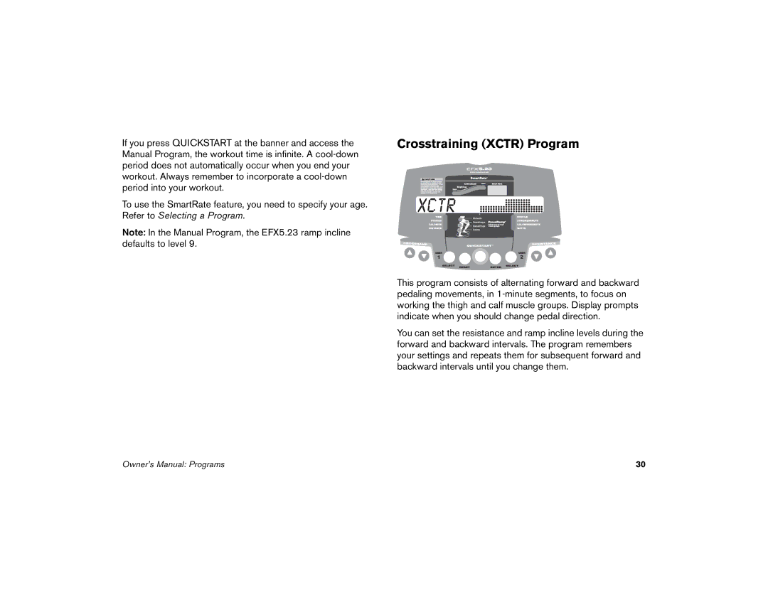 Precor 5.33, 5.23 manual Crosstraining Xctr Program 