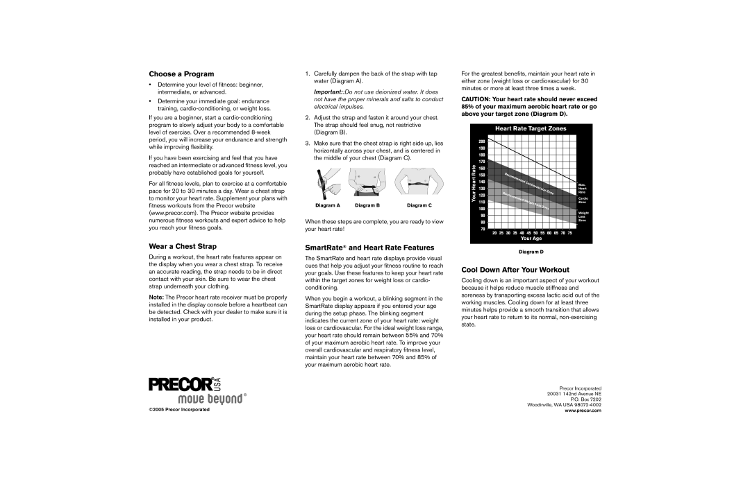 Precor 5.33, 5.23 manual Choose a Program 