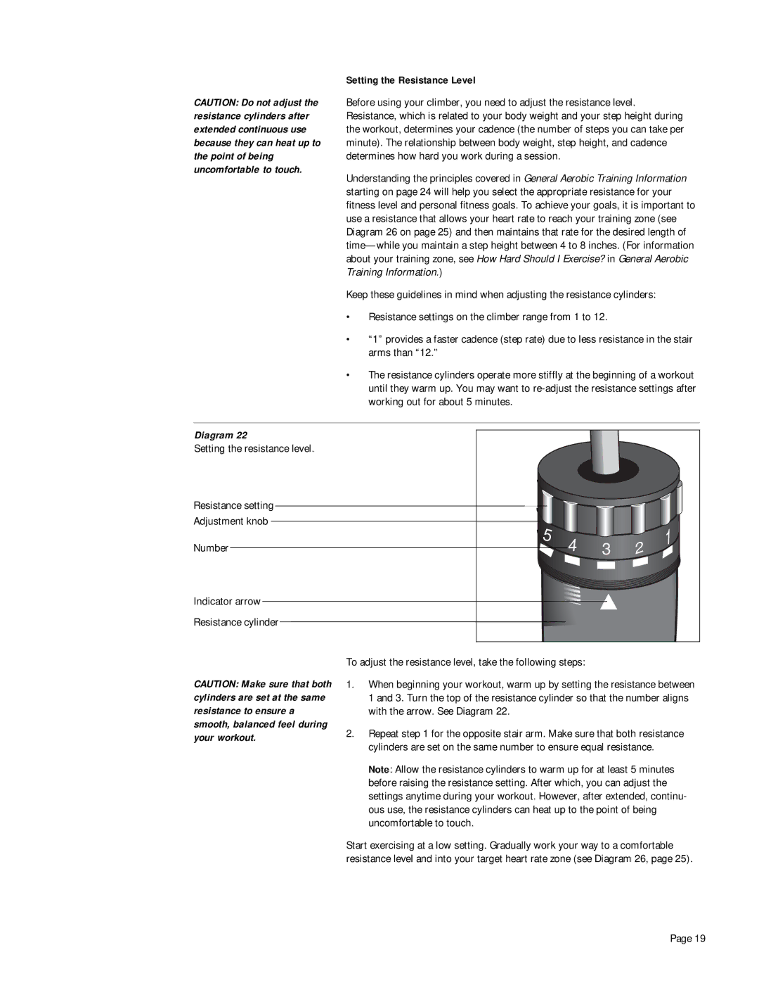 Precor 723e, 718e owner manual Setting the Resistance Level 