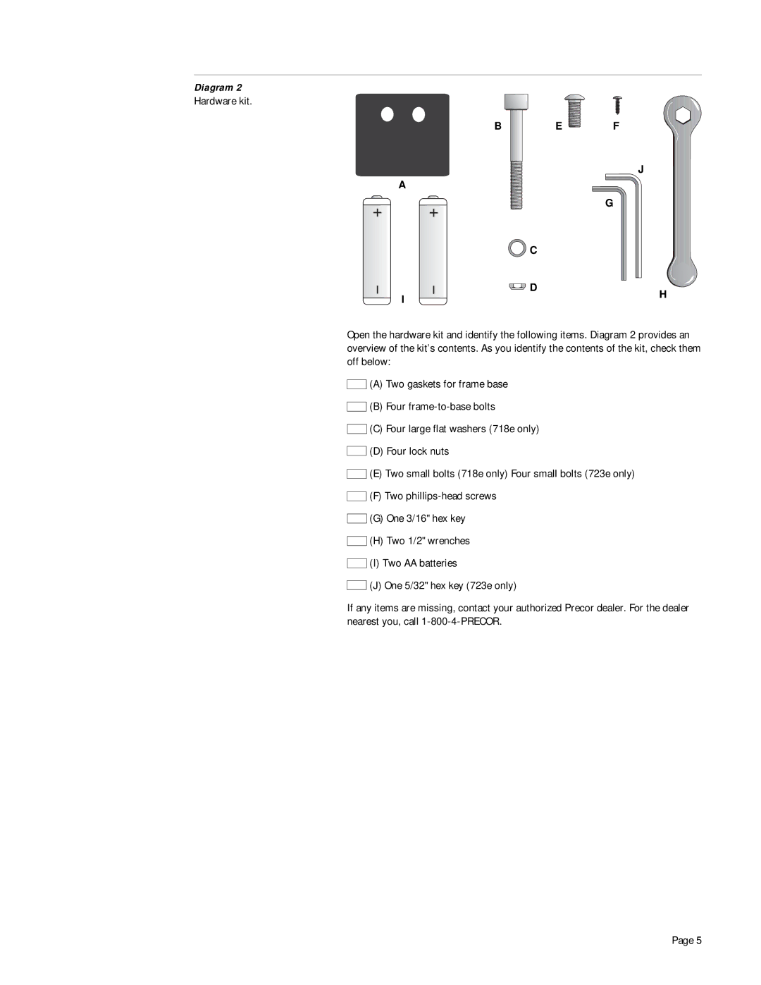 Precor 723e, 718e owner manual Diagram 