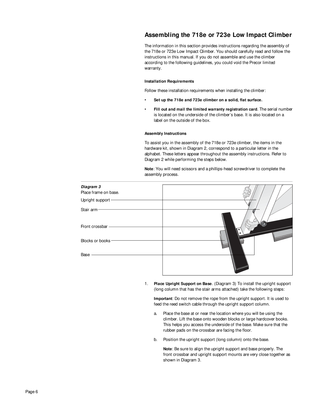 Precor 718e, 723e owner manual Installation Requirements 