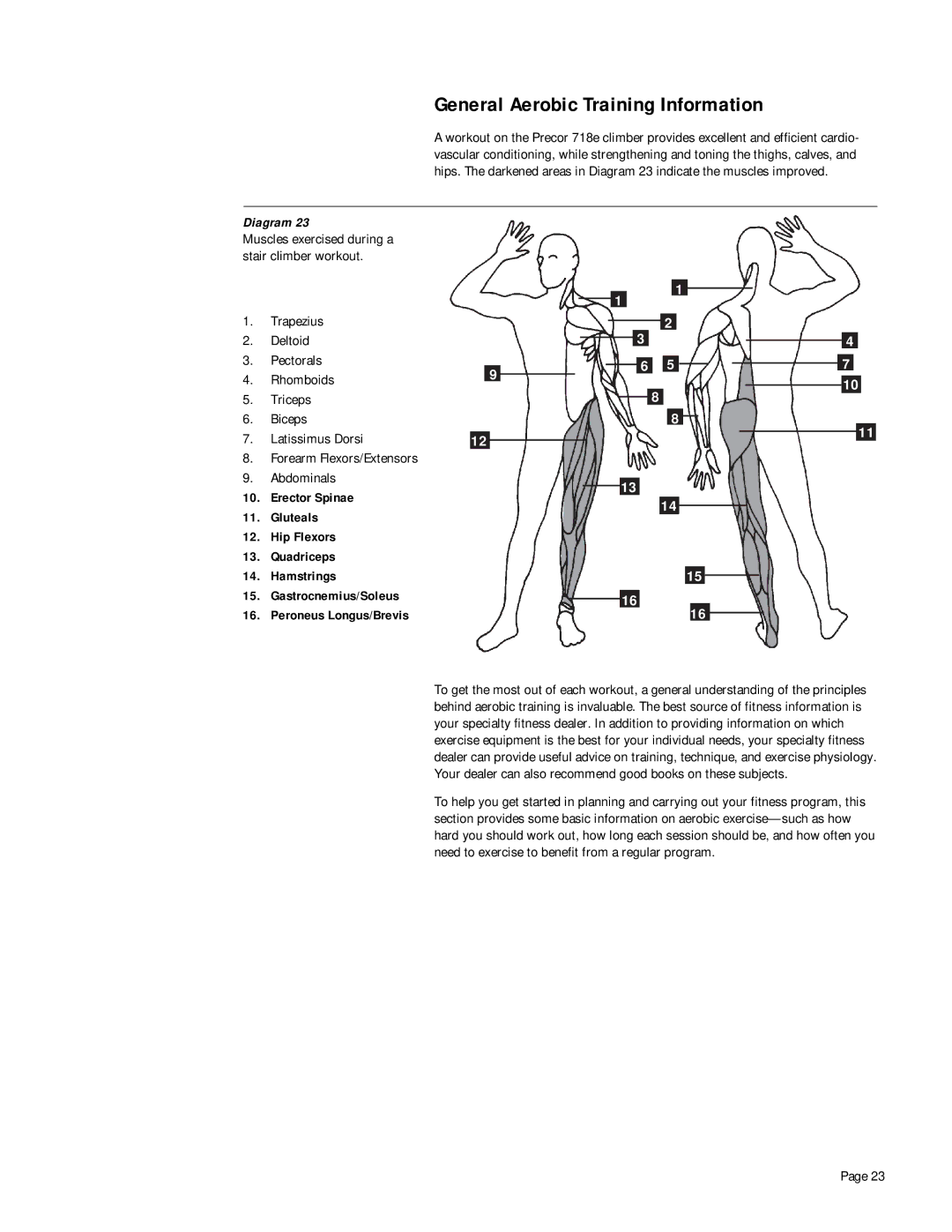 Precor 718e owner manual General Aerobic Training Information 