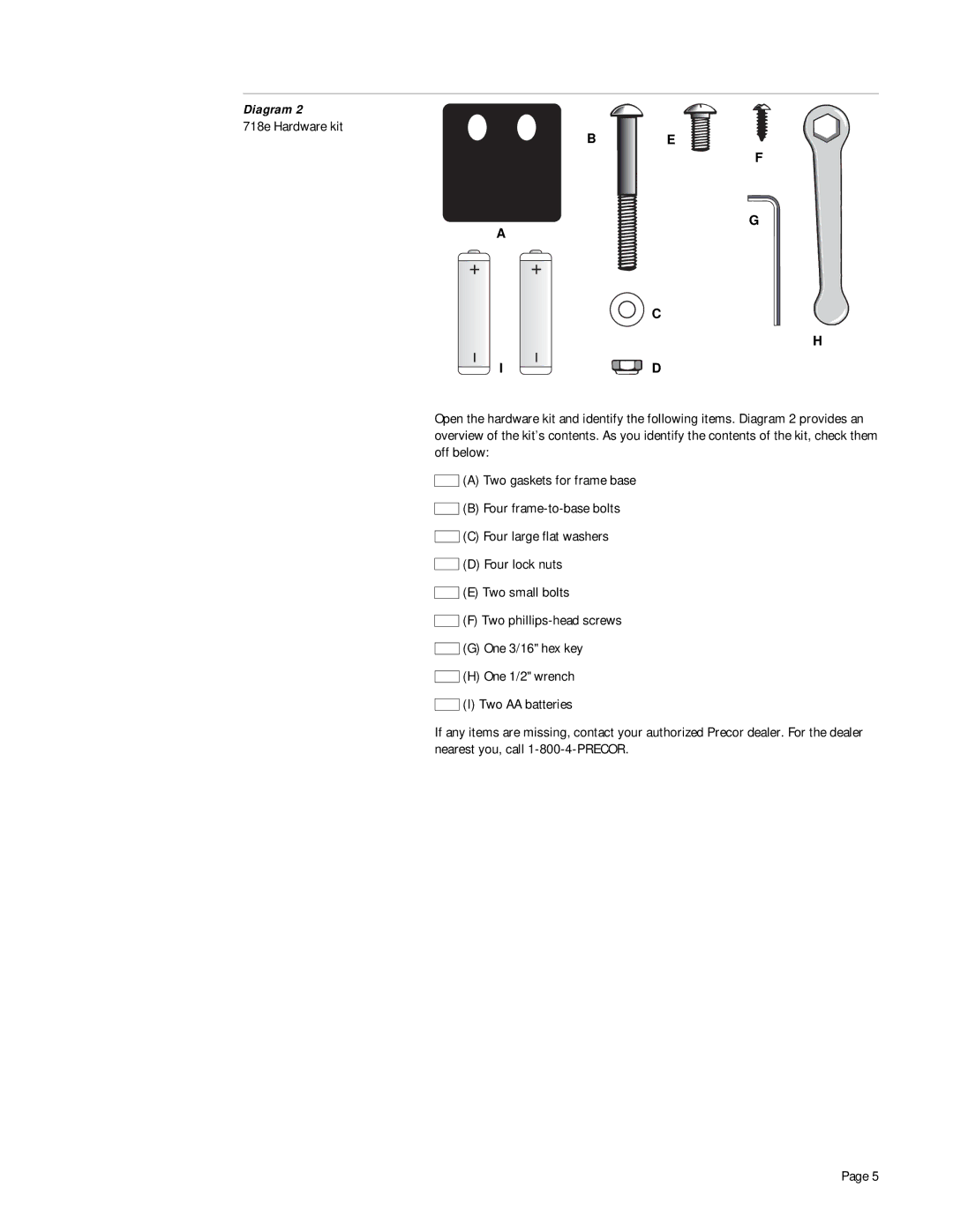 Precor 718e owner manual Diagram 