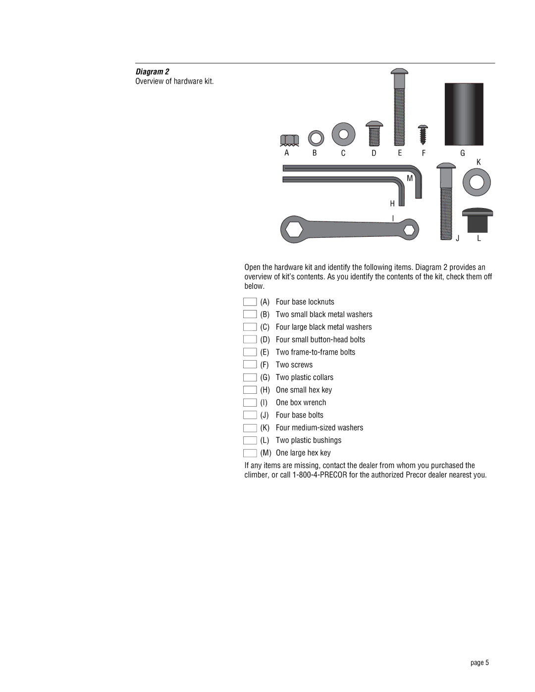 Precor 719e owner manual C D E F G 