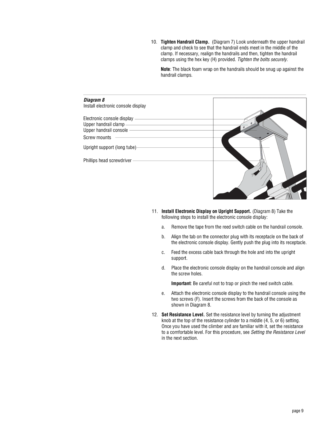 Precor 719e owner manual Diagram 