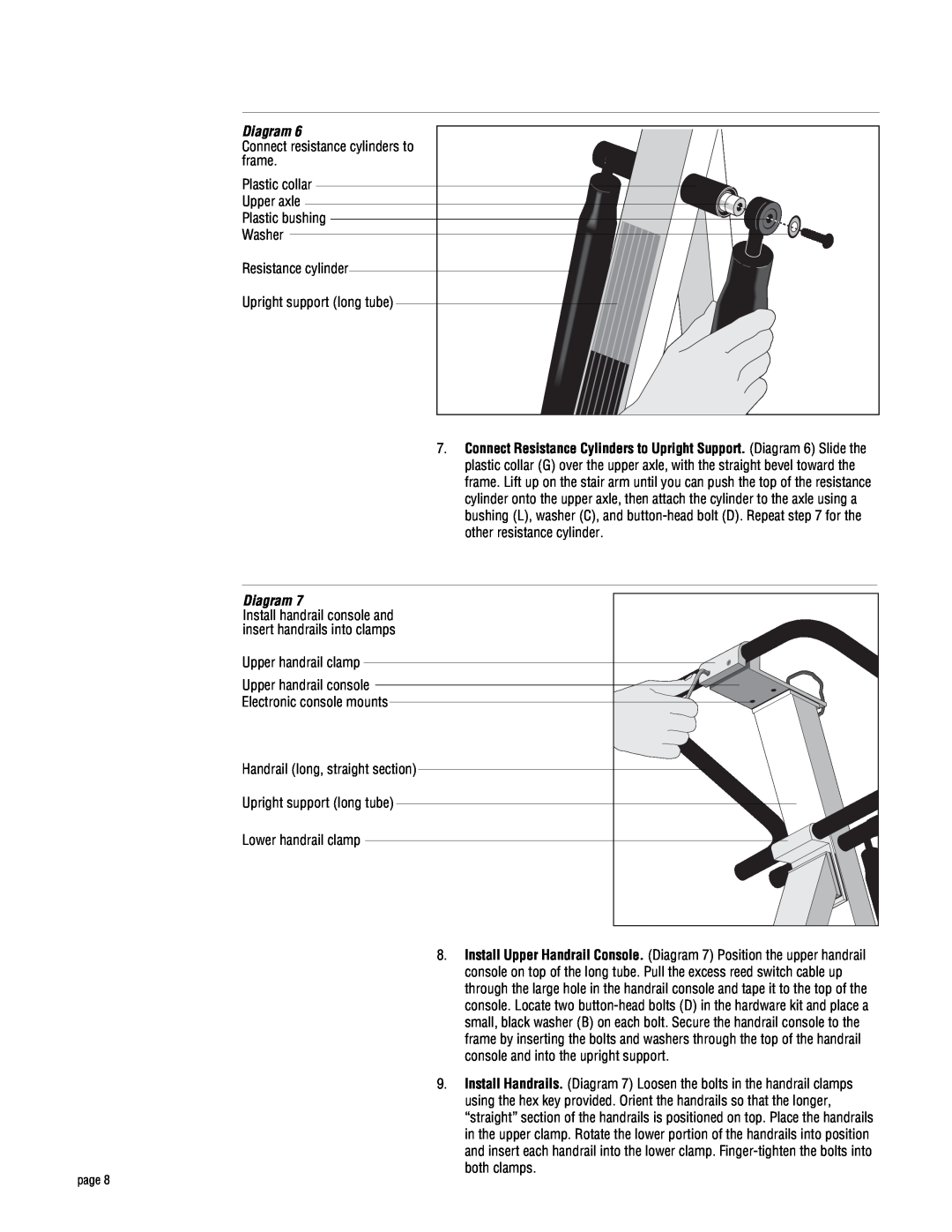 Precor 719e owner manual Diagram, Connect resistance cylinders to 