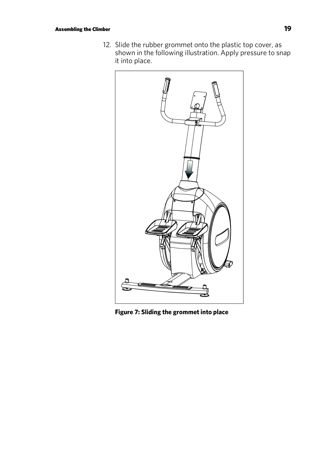 Precor 835 warranty Sliding the grommet into place 