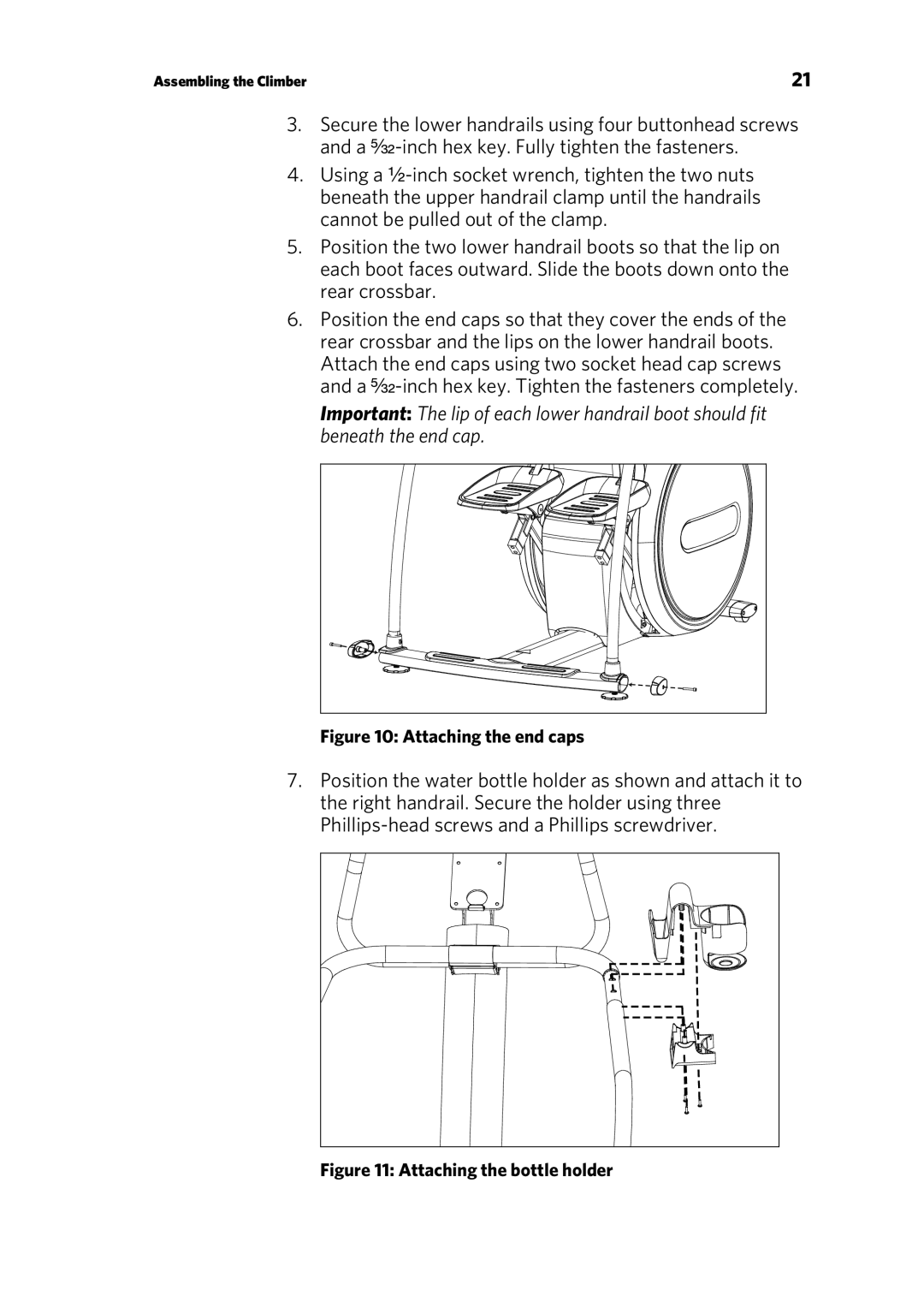 Precor 835 warranty Attaching the end caps 