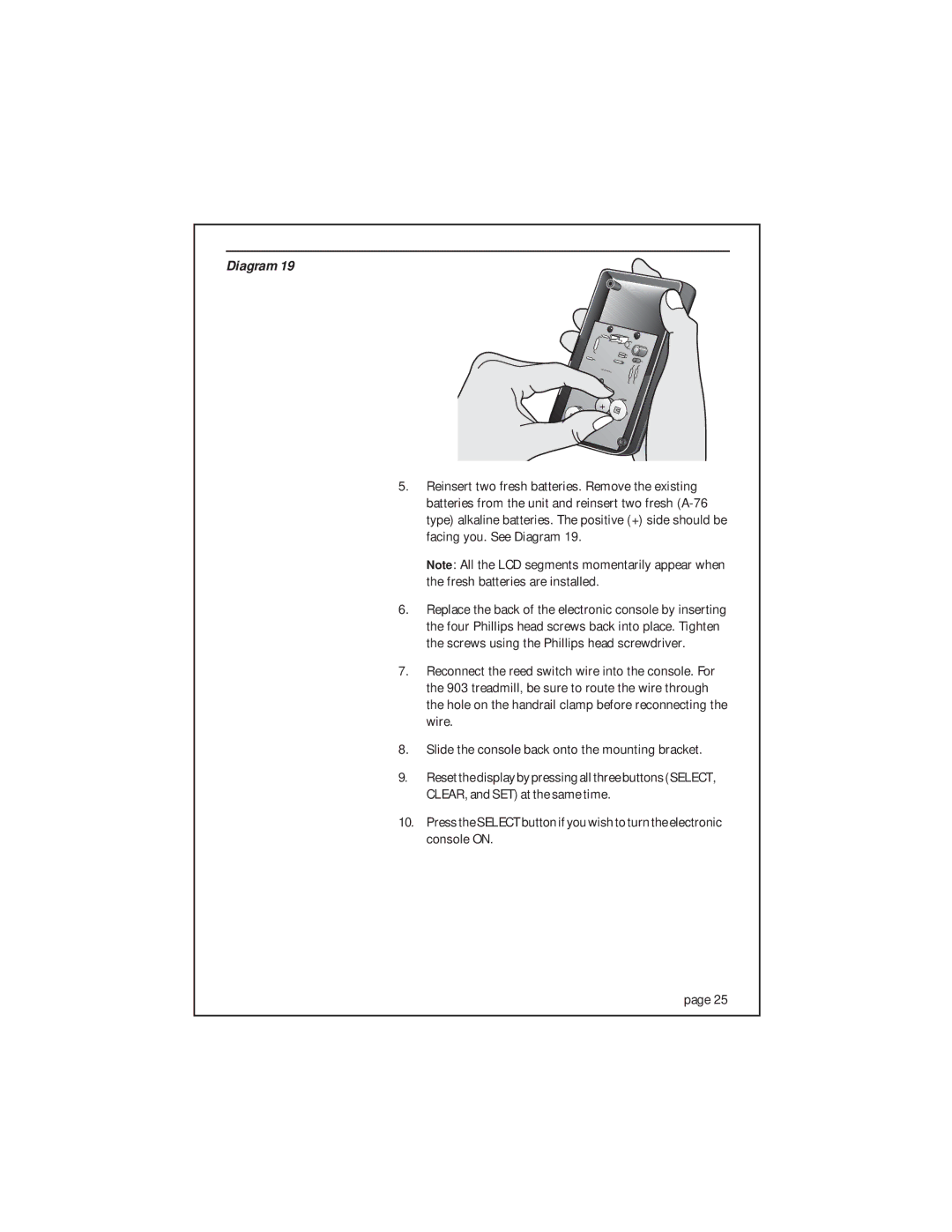 Precor 903 owner manual Diagram 