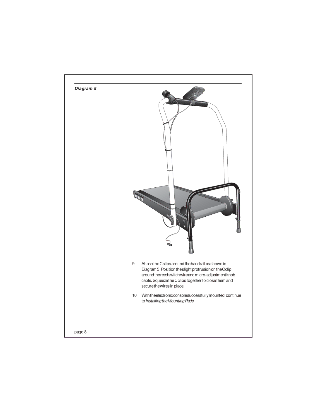 Precor 903 owner manual ToInstallingtheMountingPads 