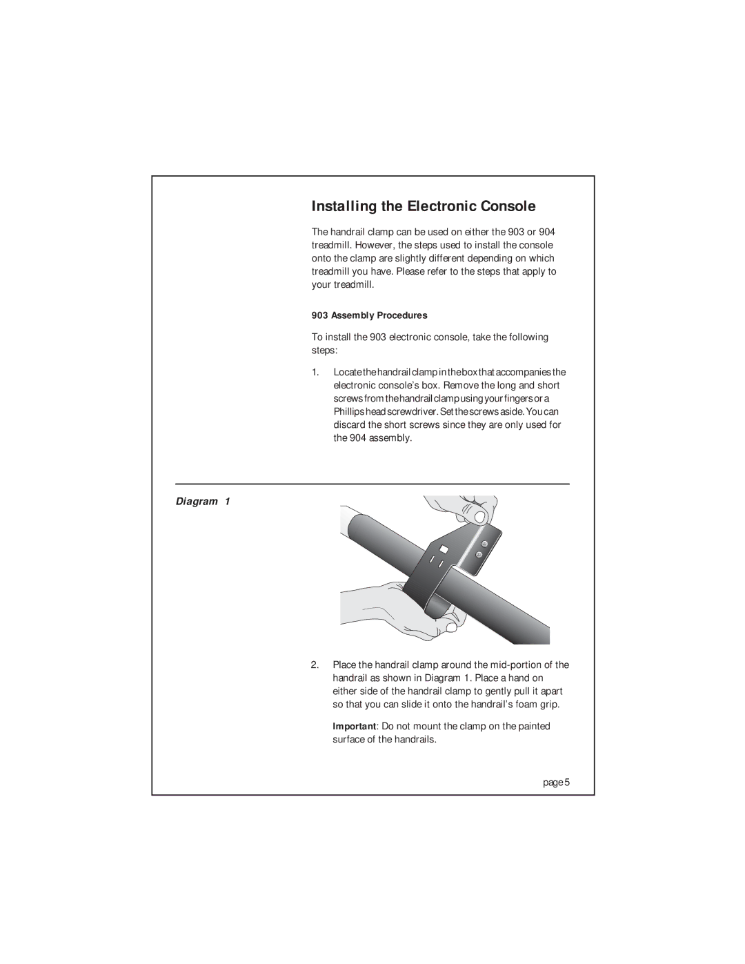 Precor 903 owner manual Installing the Electronic Console, Assembly Procedures 