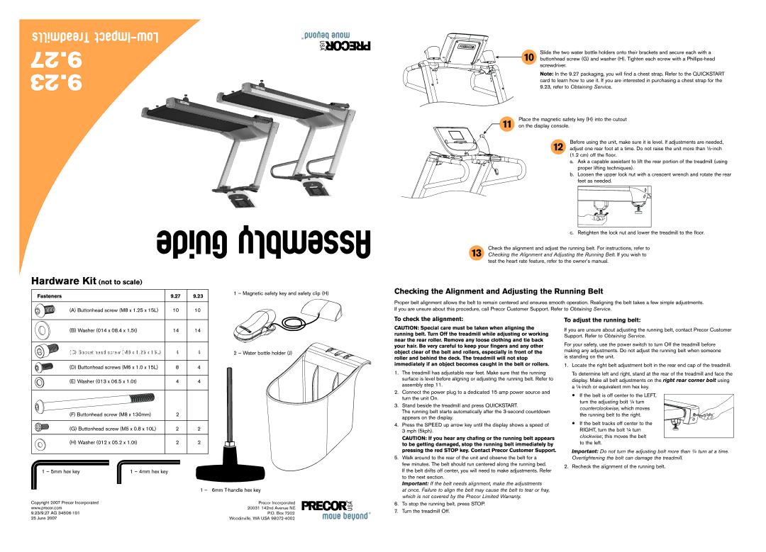 Precor 9.27, 9.23 manual 