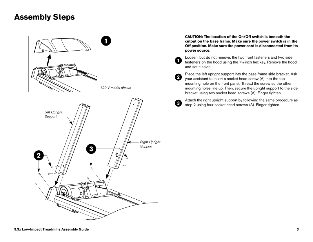 Precor 9.31, 9.33 manual Assembly Steps 