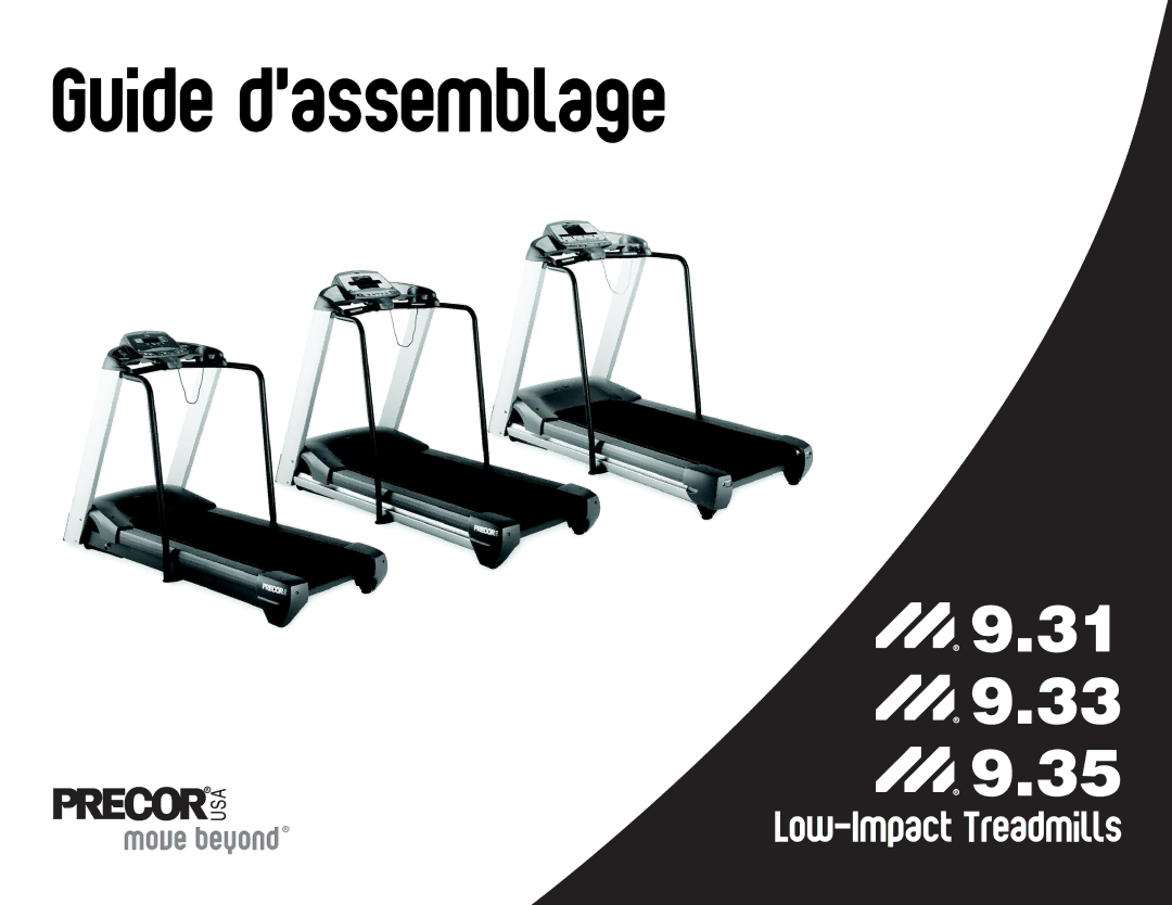 Precor 9.31, 9.33 quick start Guide dassemblage 