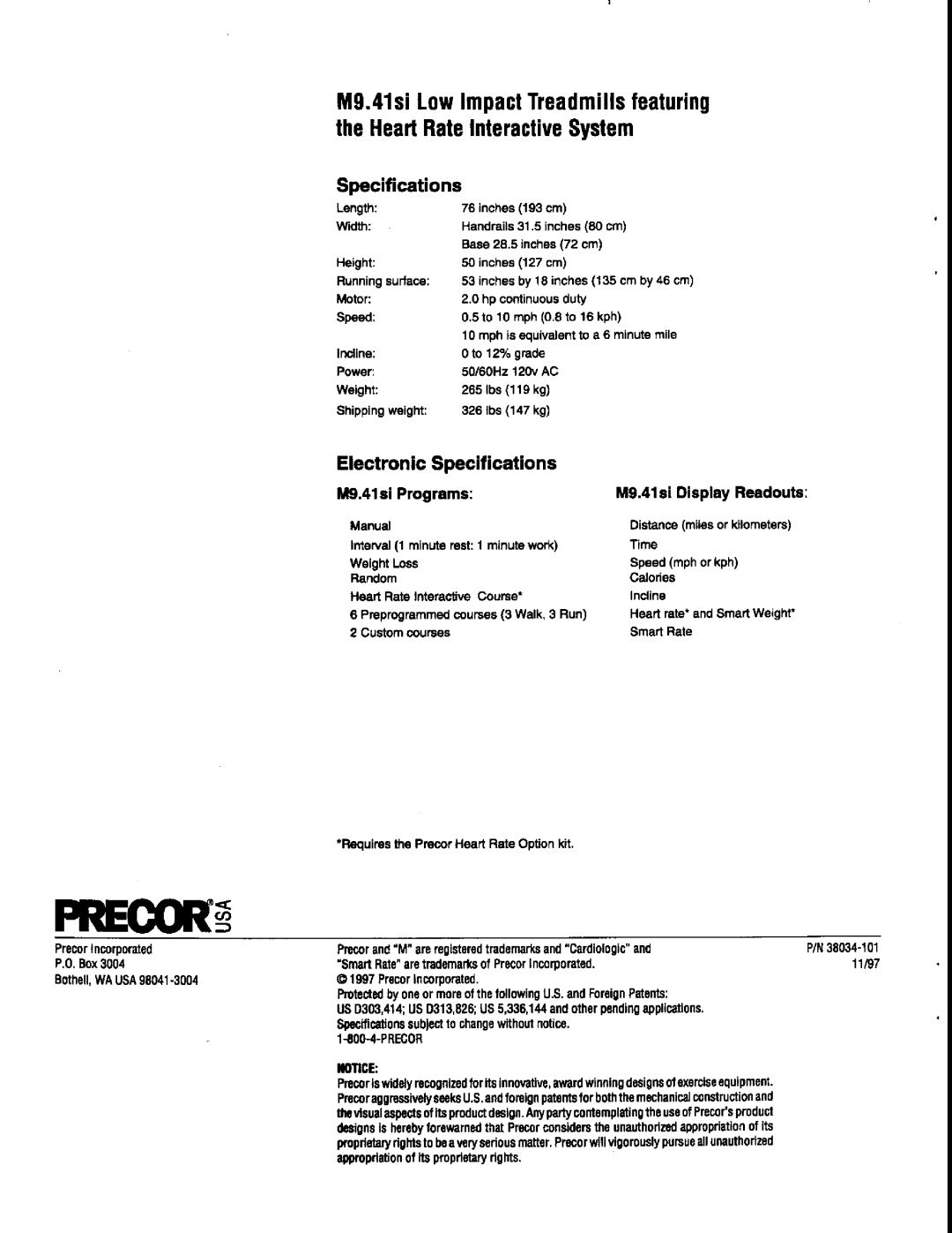 Precor 9.41si manual 