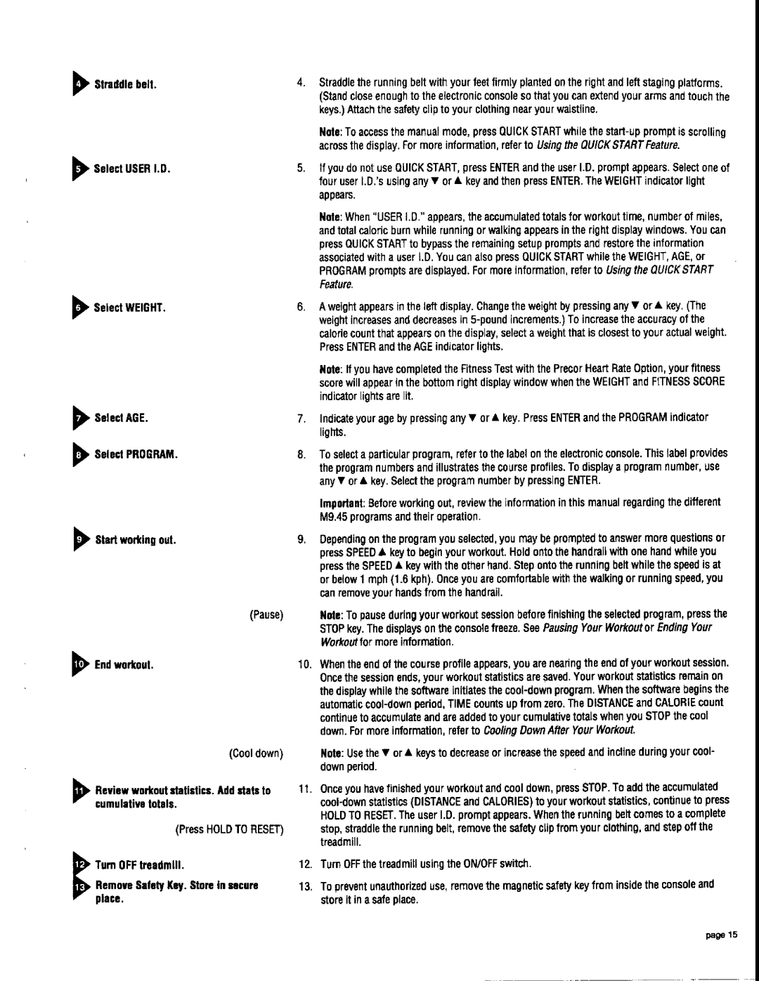 Precor 9.45 manual 