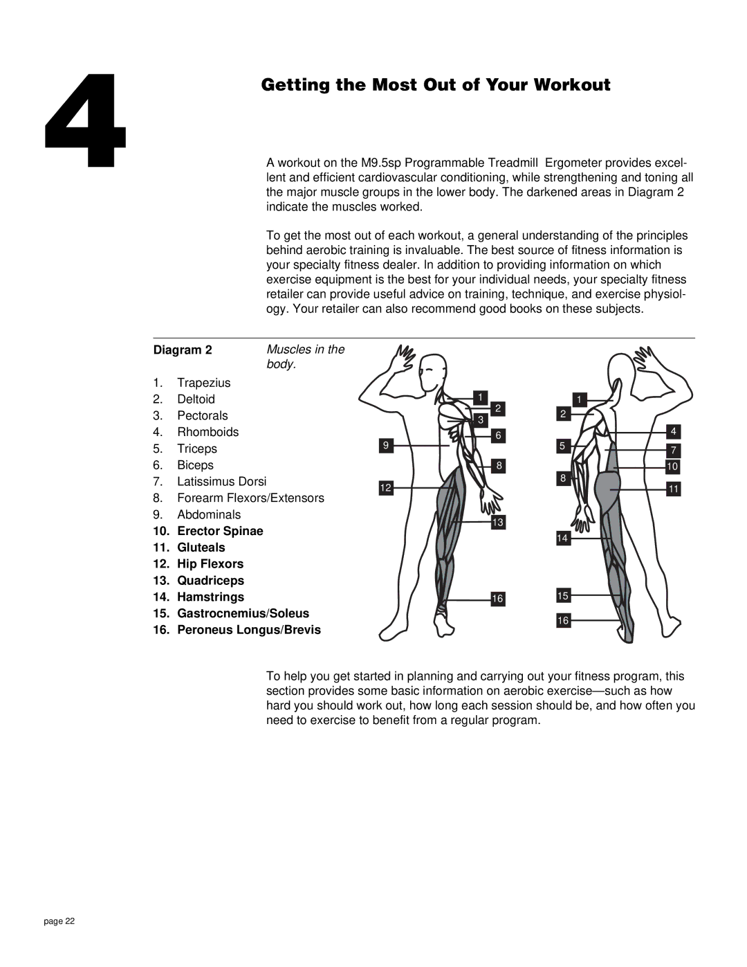 Precor 9.5sp owner manual Getting the Most Out of Your Workout 