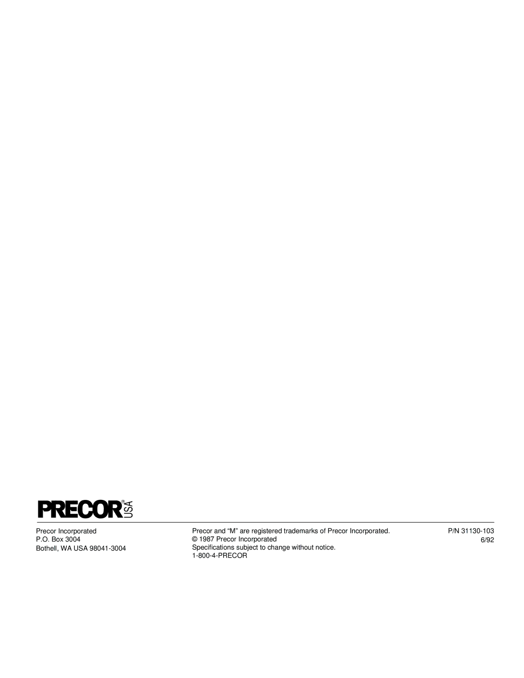 Precor 9.5sp owner manual Usa 