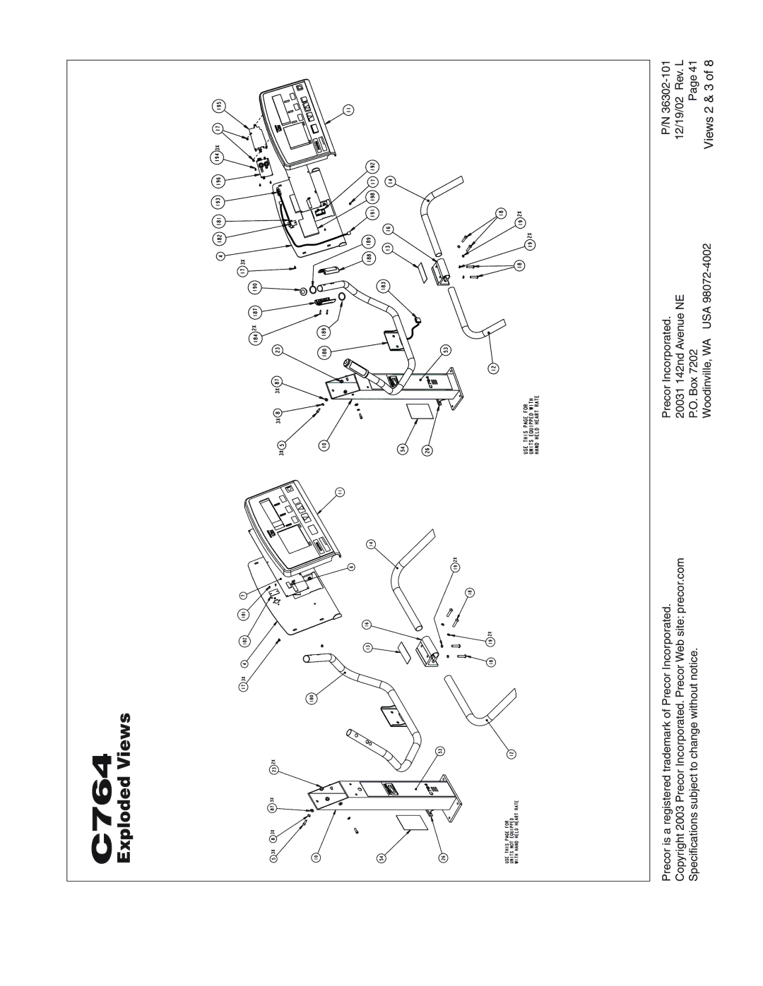 Precor C764 owner manual Views 2 & 3 