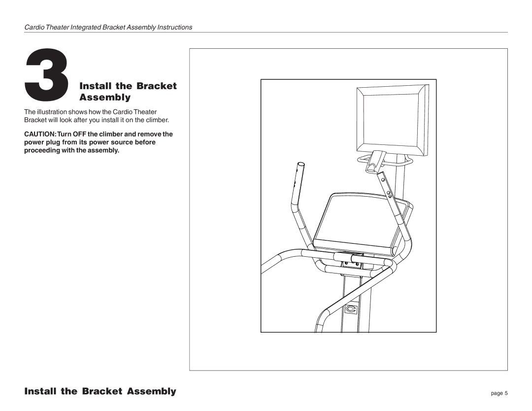 Precor C764i manual 3Install the Bracket Assembly 