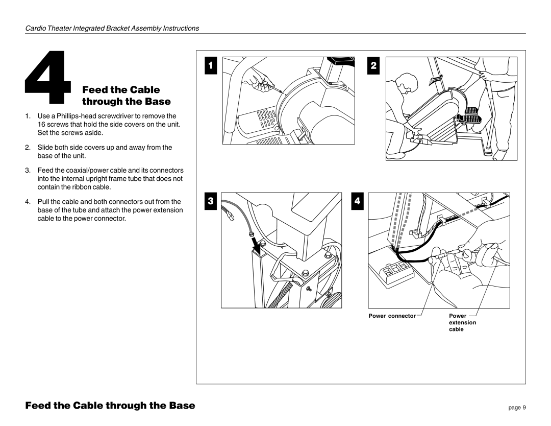 Precor C764i manual Feed the Cable through the Base, 4FeedthroughthetheCableBase 