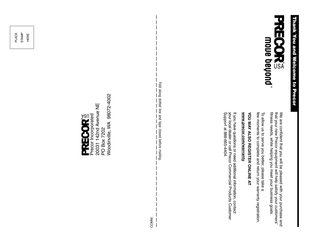 Precor C842i owner manual Thank You and Welcome to Precor 