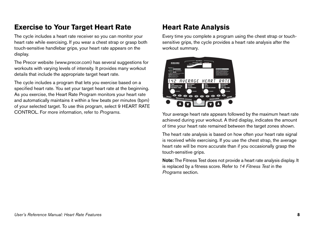 Precor C842i owner manual Exercise to Your Target Heart Rate, Heart Rate Analysis 