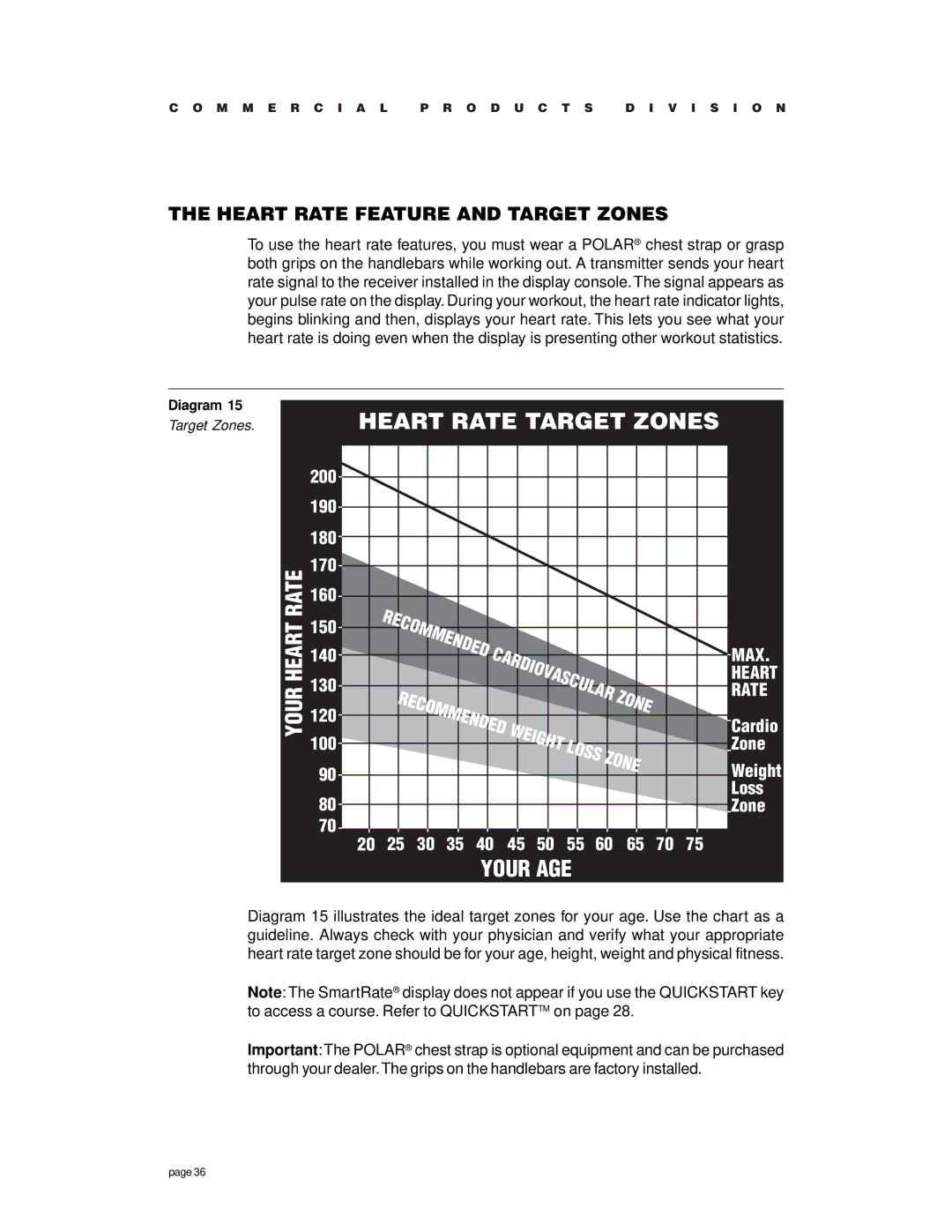 Precor C846 owner manual Heart Rate Feature and Target Zones 