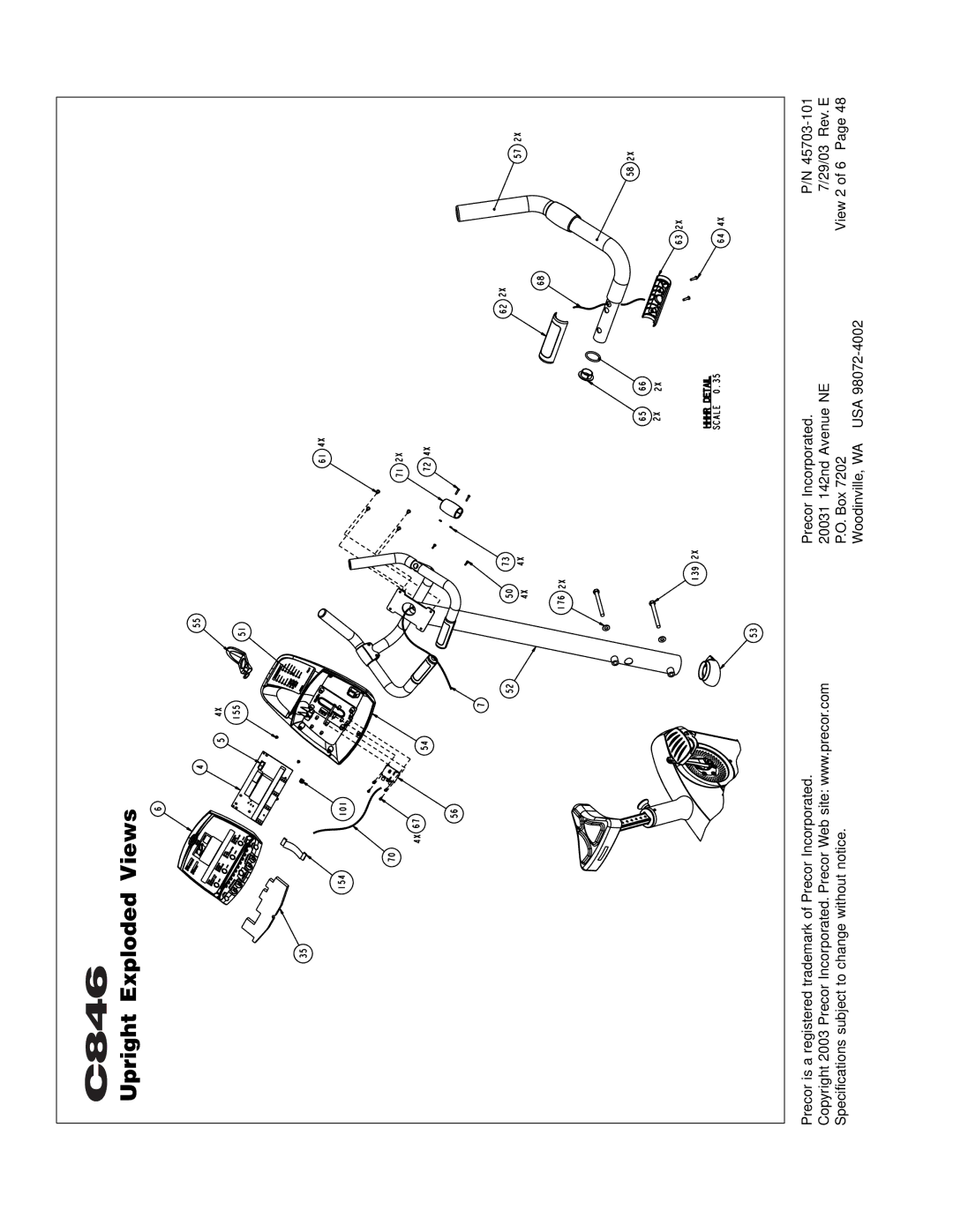 Precor C846 owner manual Upright Exploded Views 