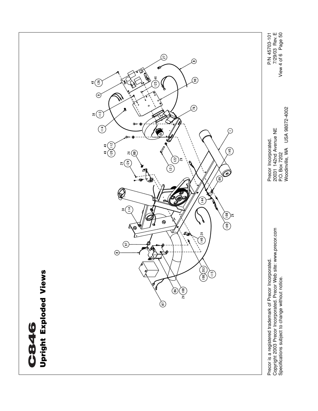 Precor C846 owner manual Upright Exploded Views 