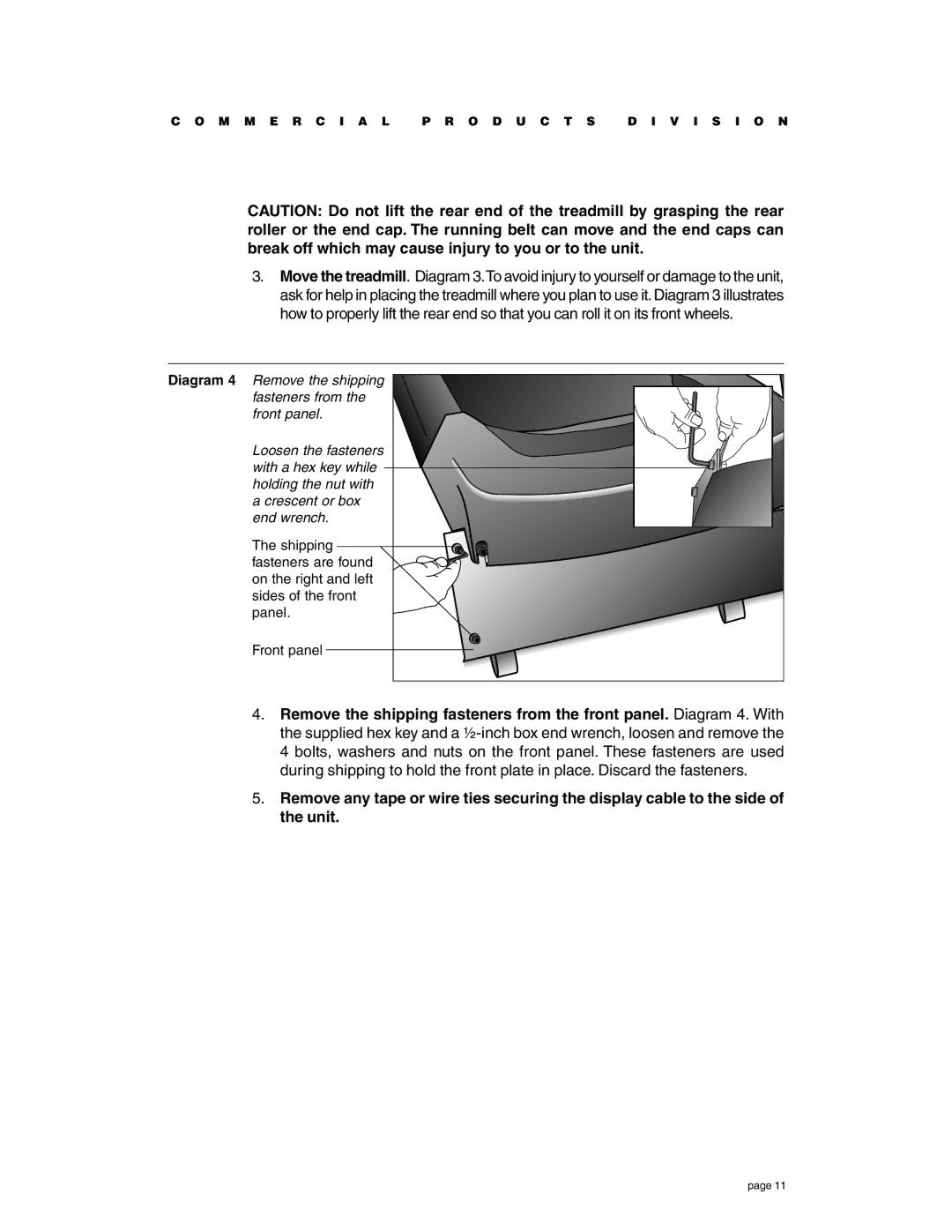 Precor C932 owner manual M M E R C I a L P R O D U C T S D I V I S I O N 