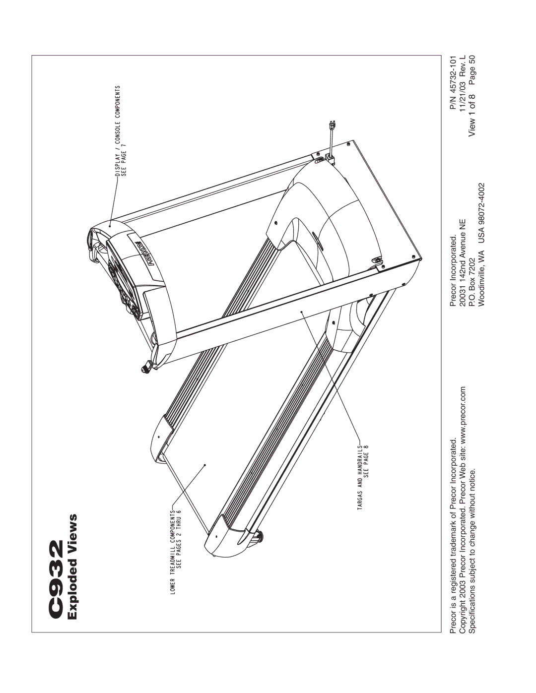 Precor C932 owner manual View 1 of 8 