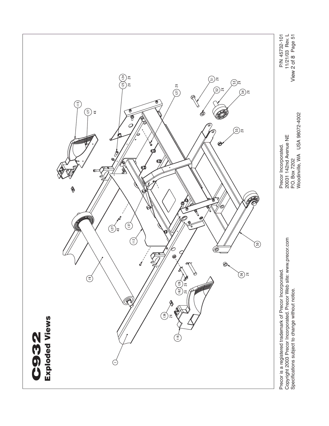 Precor C932 owner manual View 2 of 8 