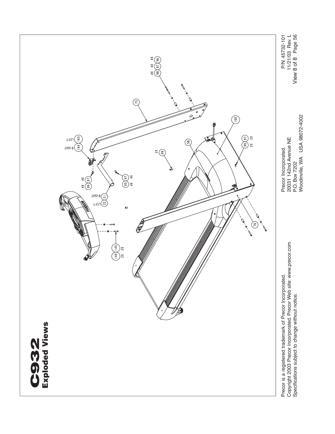 Precor C932 owner manual View 8 of 8 