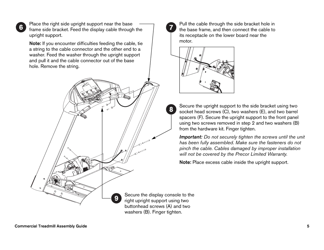 Precor C966i, C952i owner manual Commercial Treadmill Assembly Guide 