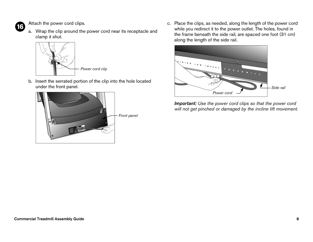 Precor C952i, C966i owner manual Power cord clip 