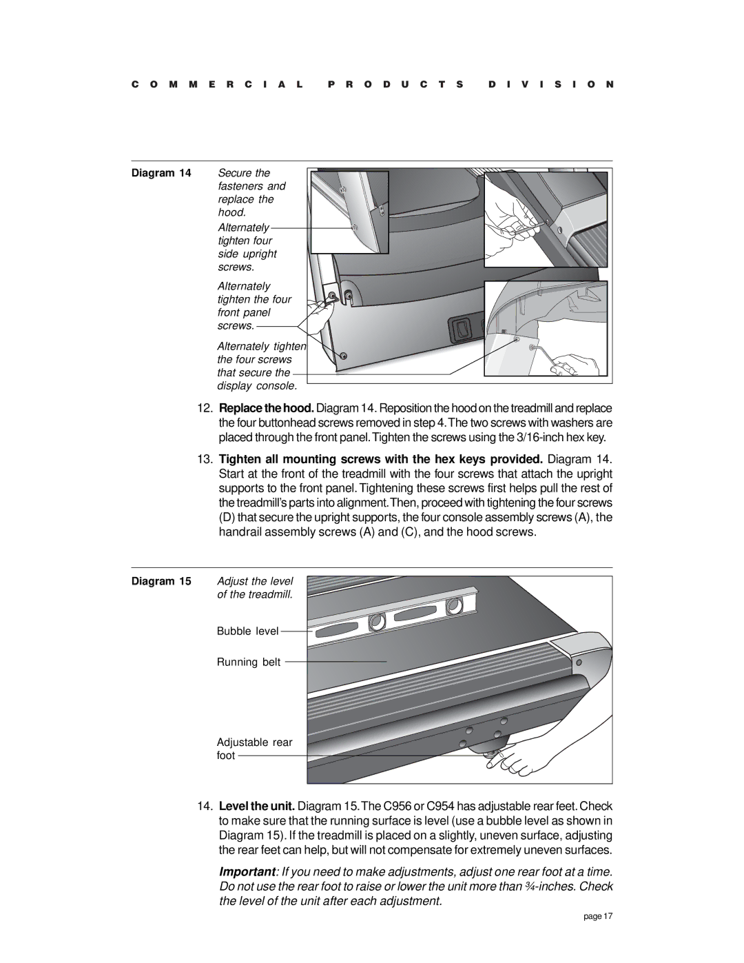 Precor c954 owner manual Replace 