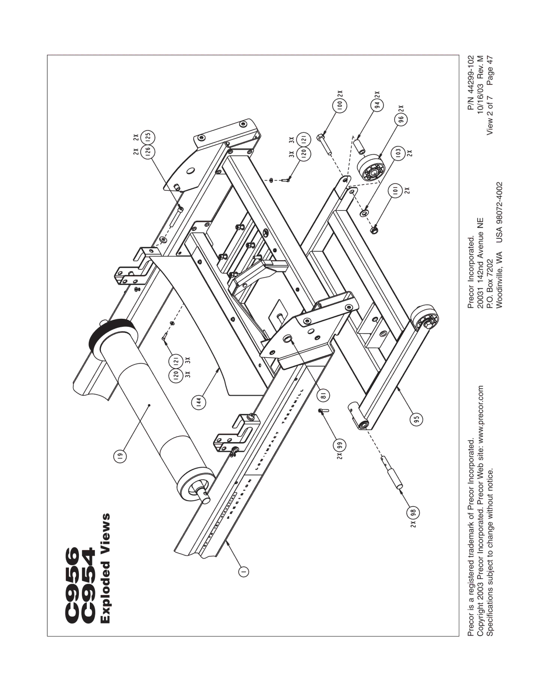 Precor c954, c956 owner manual C956 C954 