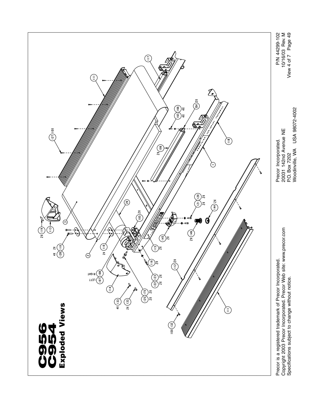 Precor c954, c956 owner manual C956 C954 