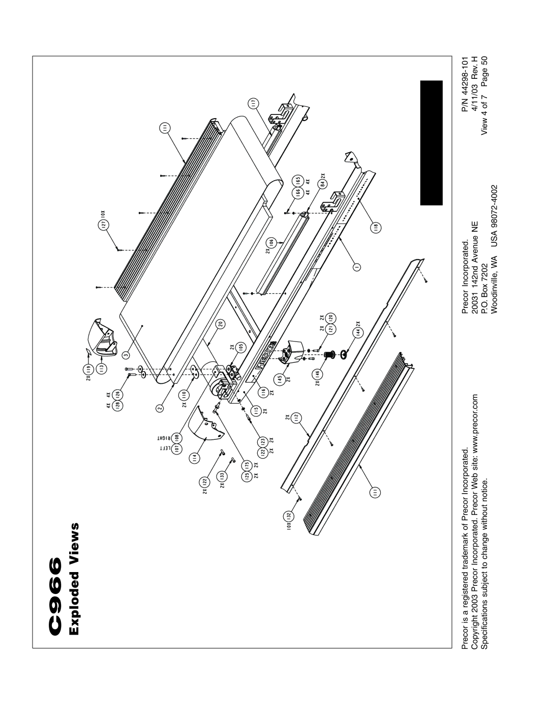 Precor C966 owner manual Exploded Views 